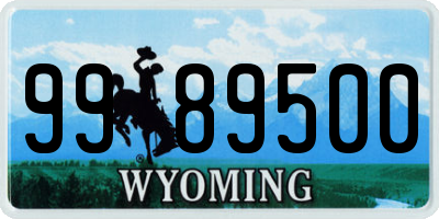 WY license plate 9989500