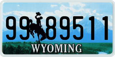 WY license plate 9989511