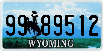 WY license plate 9989512