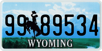WY license plate 9989534