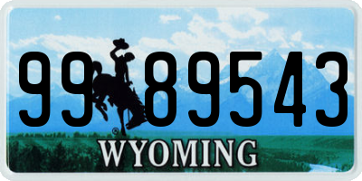 WY license plate 9989543