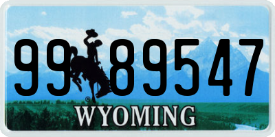 WY license plate 9989547