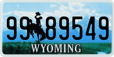 WY license plate 9989549