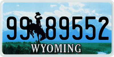 WY license plate 9989552