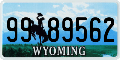 WY license plate 9989562