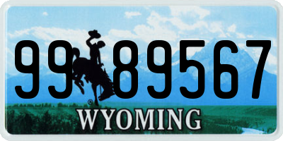 WY license plate 9989567