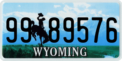 WY license plate 9989576