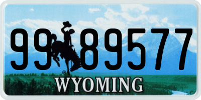 WY license plate 9989577