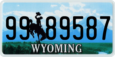 WY license plate 9989587