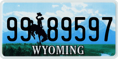 WY license plate 9989597