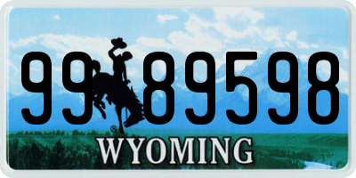 WY license plate 9989598