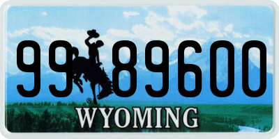 WY license plate 9989600