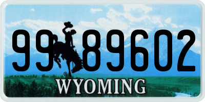 WY license plate 9989602