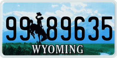 WY license plate 9989635