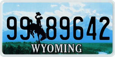 WY license plate 9989642
