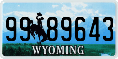 WY license plate 9989643