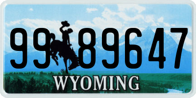 WY license plate 9989647