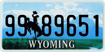 WY license plate 9989651