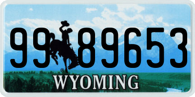 WY license plate 9989653