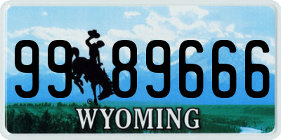 WY license plate 9989666