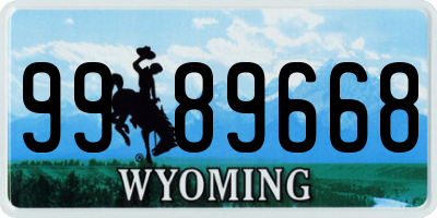 WY license plate 9989668