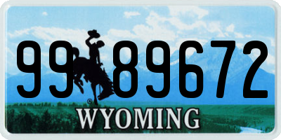 WY license plate 9989672