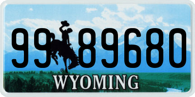 WY license plate 9989680