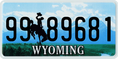 WY license plate 9989681