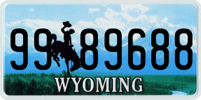 WY license plate 9989688