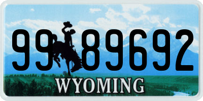 WY license plate 9989692