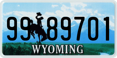 WY license plate 9989701