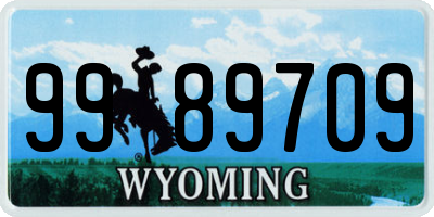 WY license plate 9989709