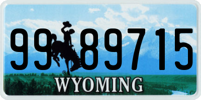 WY license plate 9989715