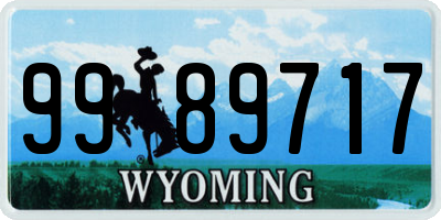 WY license plate 9989717
