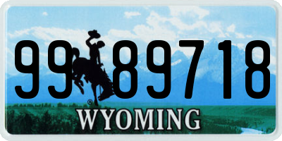 WY license plate 9989718