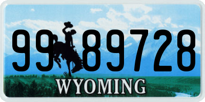 WY license plate 9989728