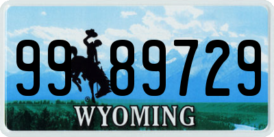 WY license plate 9989729
