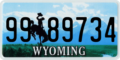 WY license plate 9989734