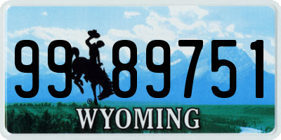 WY license plate 9989751