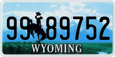 WY license plate 9989752