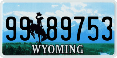 WY license plate 9989753