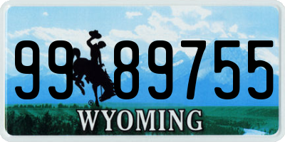 WY license plate 9989755