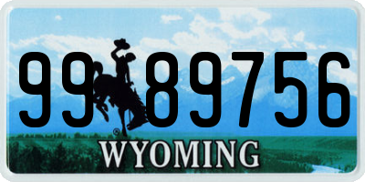 WY license plate 9989756