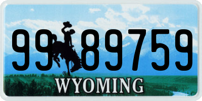 WY license plate 9989759