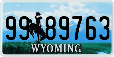 WY license plate 9989763