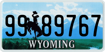WY license plate 9989767