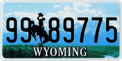 WY license plate 9989775