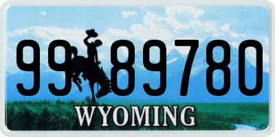 WY license plate 9989780