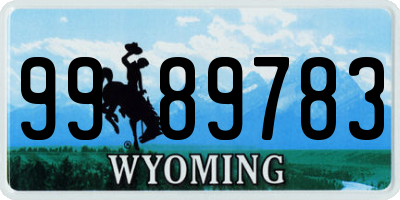 WY license plate 9989783