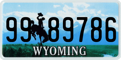 WY license plate 9989786